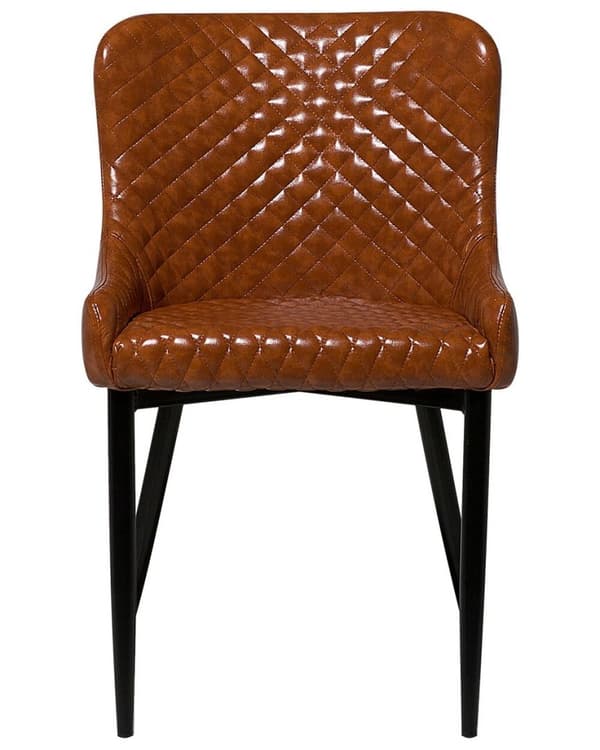Sæt med 2 SOLANO spisestuestole Ecoleather Gyldenbrun Lumarko!