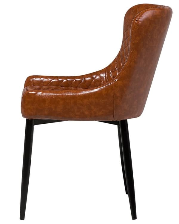 Sæt med 2 SOLANO spisestuestole Ecoleather Gyldenbrun Lumarko!