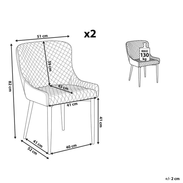 Sæt med 2 SOLANO spisestuestole Ecoleather Gyldenbrun Lumarko!