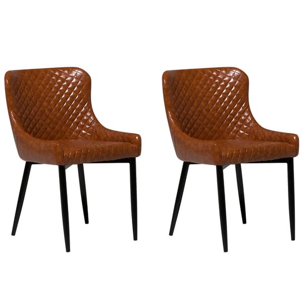 Sæt med 2 SOLANO spisestuestole Ecoleather Gyldenbrun Lumarko!