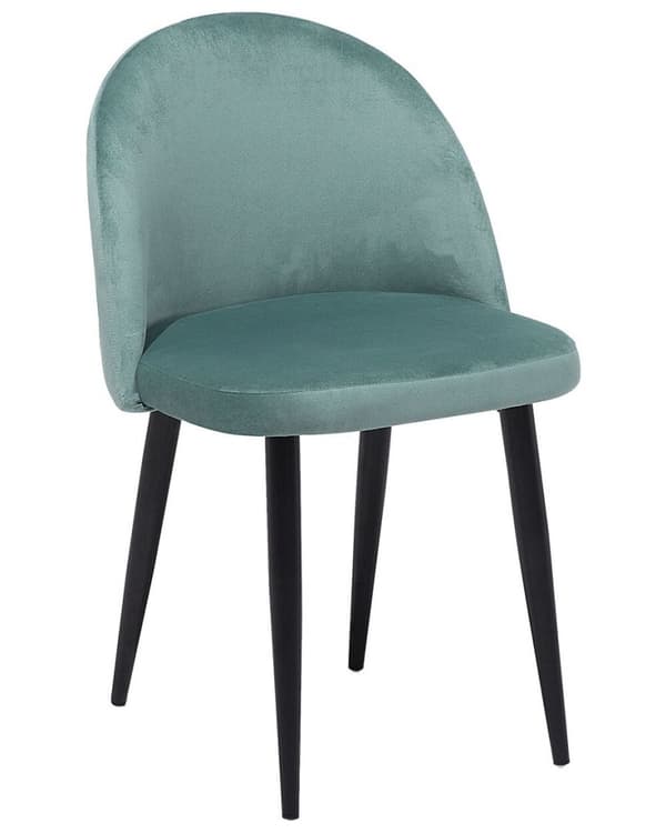 Set med 2 VISALIA matsalsstolar sammet mintgrön Lumarko!