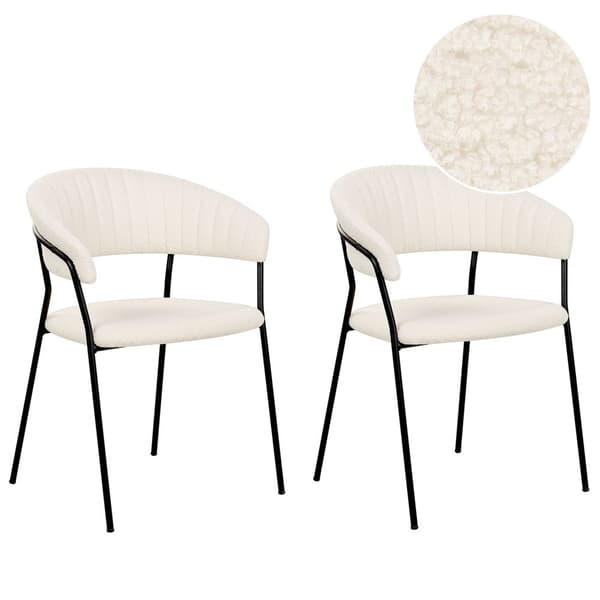 Set med 2 MARIPOSA Bouclé matstolar i off-white, Lumarko!