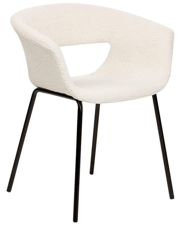Set med 2 ELMA Bouclé matstolar i off-white, Lumarko!
