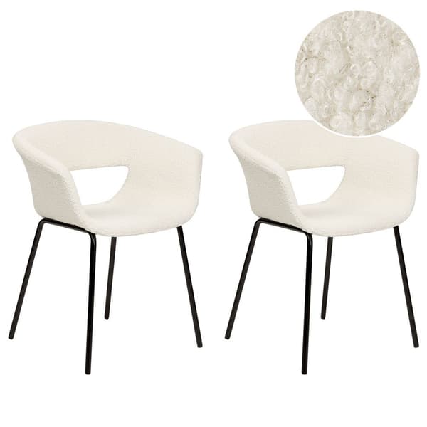 Set med 2 ELMA Bouclé matstolar i off-white, Lumarko!