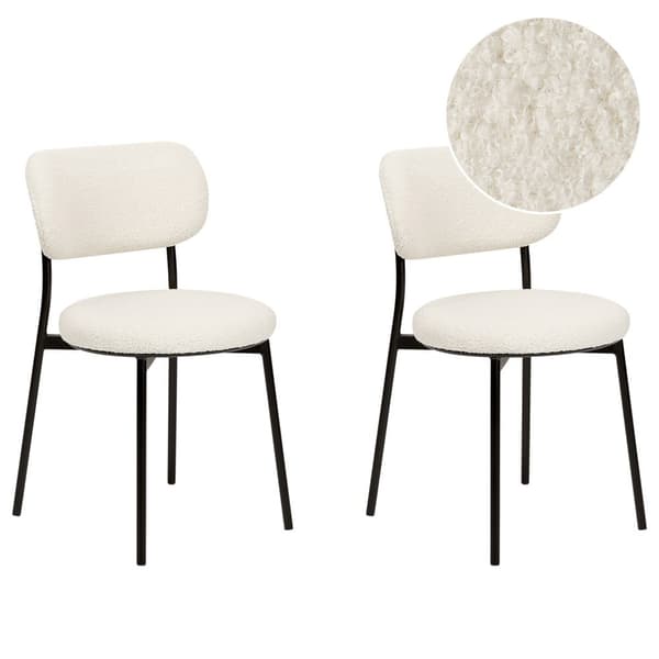 Set med 2 CASEY Bouclé matstolar i off-white, Lumarko!
