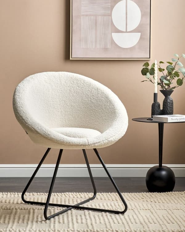 Boucle Spisestol Off-White FLOBY II Lumarko!