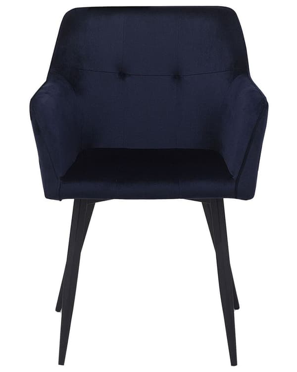 Set med 2 JASMIN sammetsmatstolar mörkblå Lumarko!