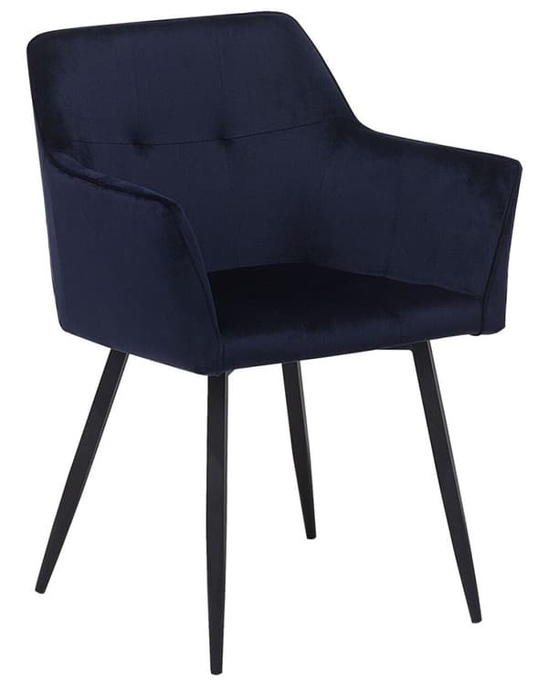 Set med 2 JASMIN sammetsmatstolar mörkblå Lumarko!