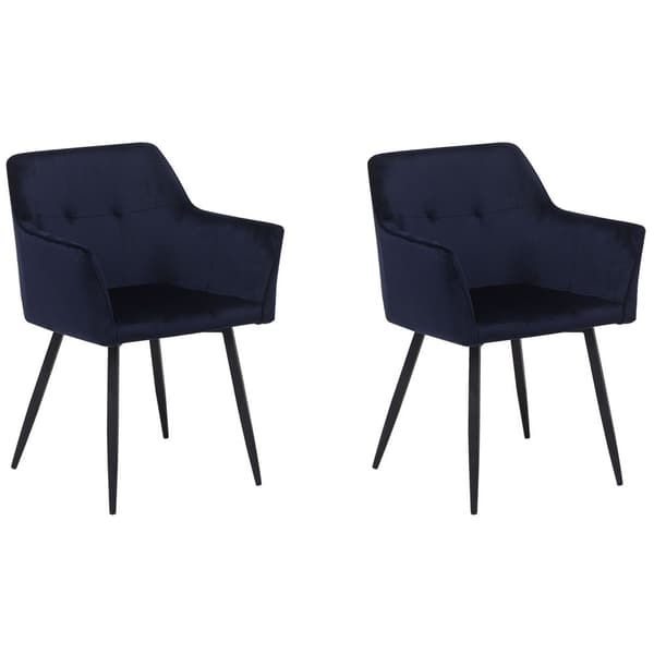 Set med 2 JASMIN sammetsmatstolar mörkblå Lumarko!