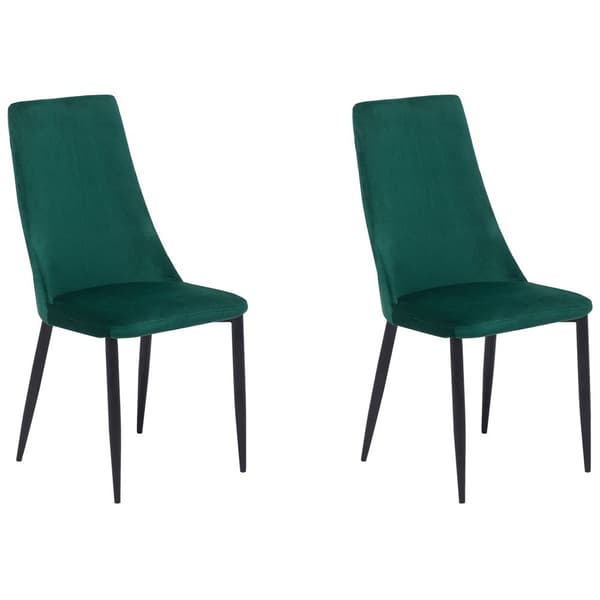 Sæt med 2 CLAYTON spisestole i velour i smaragdgrøn, Lumarko!