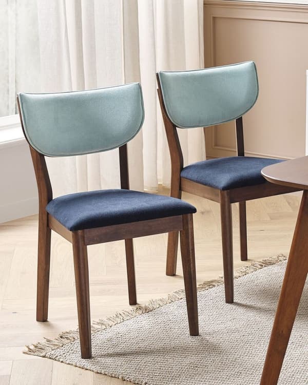 Set med 2 MOKA Trämatstolar Mörkblå Lumarko!