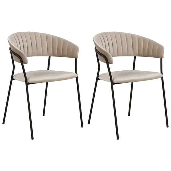 Set med 2 MARIPOSA sammetsmatstolar beige grå Lumarko!