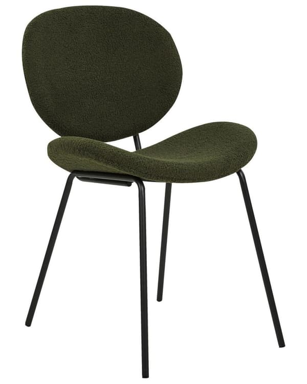 Set med 2 matstolar i bouclé mörkgröna LUANA Lumarko!