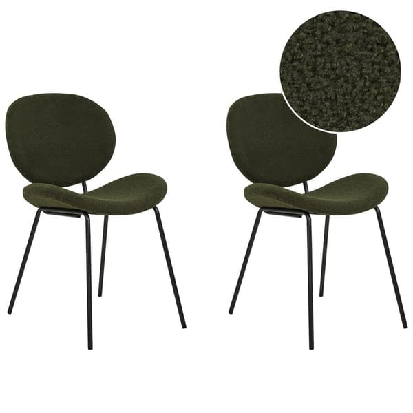 Set med 2 matstolar i bouclé mörkgröna LUANA Lumarko!