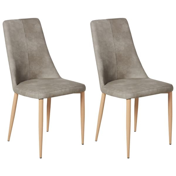 Set med 2 ljusgrå matstolar i eko-läder CLAYTON Lumarko!