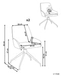 Miniatyrbilde 3 av 10: Sett med 2 Svingbare Spisestuestoler Off White Stofftrekk Roterende Understell i Metall