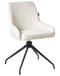 Miniatyrbilde 4 av 10: Sett med 2 Svingbare Spisestuestoler Off White Stofftrekk Roterende Understell i Metall