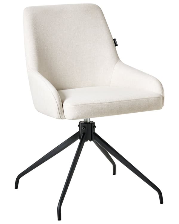 Sett med 2 Svingbare Spisestuestoler Off White Stofftrekk Roterende Understell i Metall