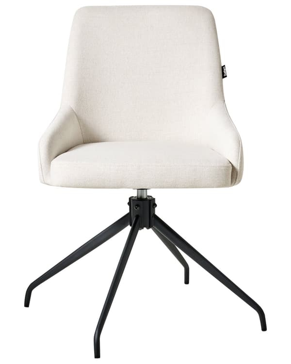 Sett med 2 Svingbare Spisestuestoler Off White Stofftrekk Roterende Understell i Metall