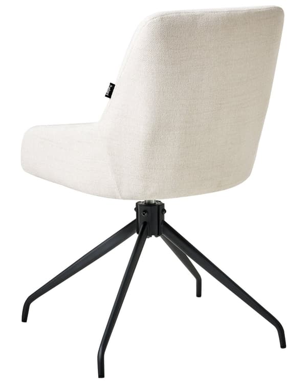 Sett med 2 Svingbare Spisestuestoler Off White Stofftrekk Roterende Understell i Metall