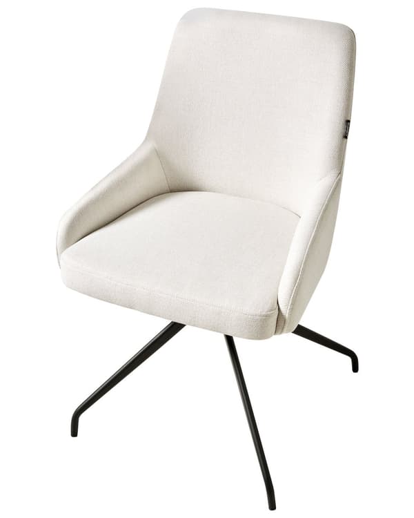 Sett med 2 Svingbare Spisestuestoler Off White Stofftrekk Roterende Understell i Metall