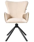 Miniatyrbilde 5 av 10: Sett med 2 Svingbare Spisestoler Lys Beige Boucle Trekk Roterende Understell i Metall