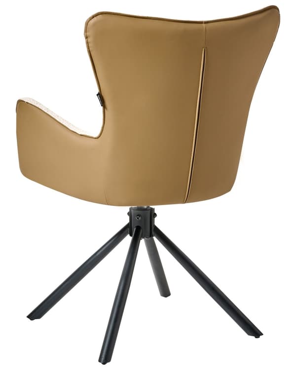 Sett med 2 Svingbare Spisestoler Lys Beige Boucle Trekk Roterende Understell i Metall