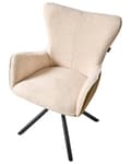 Miniatyrbilde 7 av 10: Sett med 2 Svingbare Spisestoler Lys Beige Boucle Trekk Roterende Understell i Metall