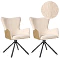 Miniatyrbilde 1 av 10: Sett med 2 Svingbare Spisestoler Lys Beige Boucle Trekk Roterende Understell i Metall