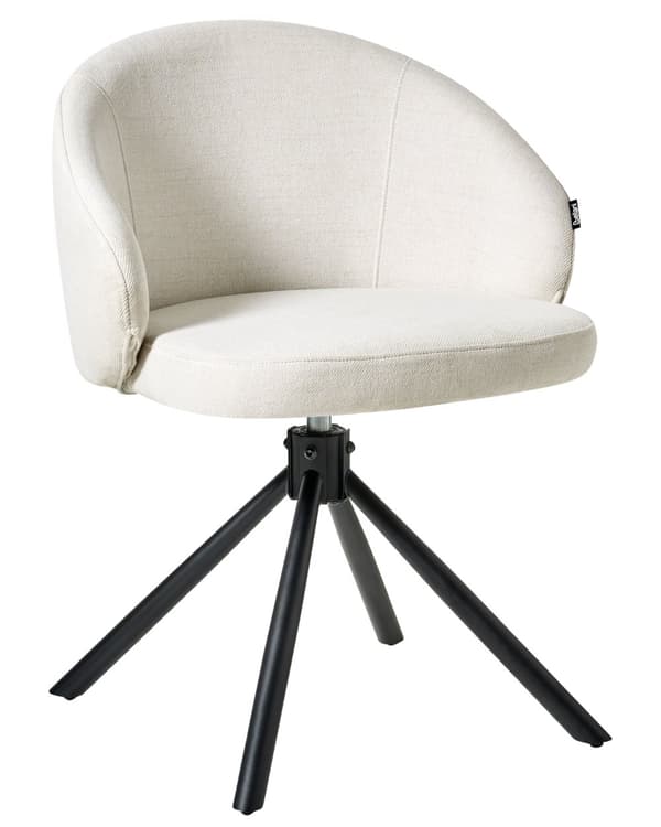 Sett med 2 Svingbare Spisestuestoler Off White Stofftrekk Roterende Understell i Metall