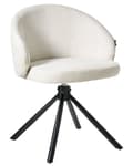 Miniatyrbilde 4 av 10: Sett med 2 Svingbare Spisestuestoler Off White Stofftrekk Roterende Understell i Metall
