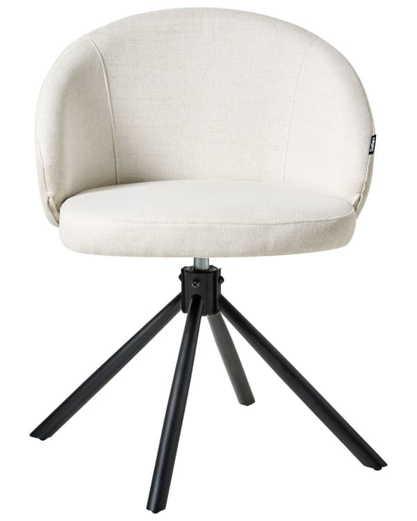 Sett med 2 Svingbare Spisestuestoler Off White Stofftrekk Roterende Understell i Metall