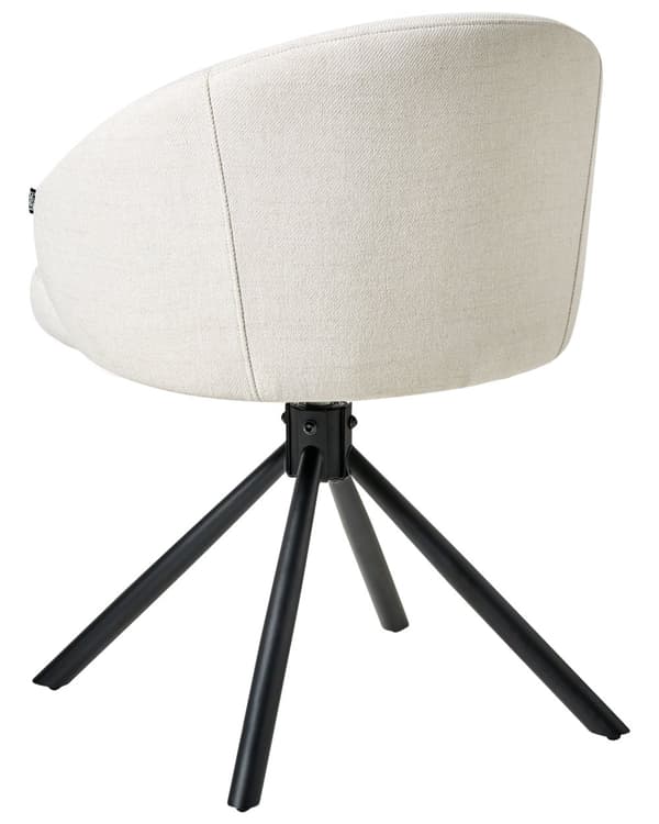 Sett med 2 Svingbare Spisestuestoler Off White Stofftrekk Roterende Understell i Metall