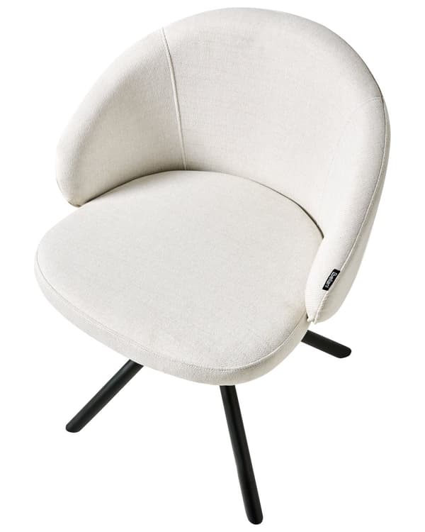 Sett med 2 Svingbare Spisestuestoler Off White Stofftrekk Roterende Understell i Metall