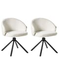 Miniatyrbilde 1 av 10: Sett med 2 Svingbare Spisestuestoler Off White Stofftrekk Roterende Understell i Metall