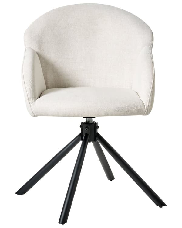 Sett med 2 Svingbare Spisestuestoler Off White Stofftrekk Roterende Understell i Metall