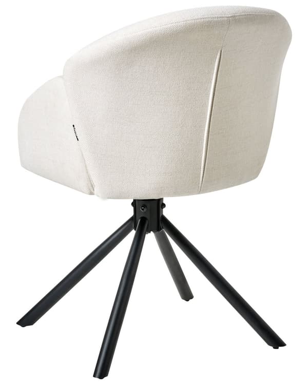Sett med 2 Svingbare Spisestuestoler Off White Stofftrekk Roterende Understell i Metall