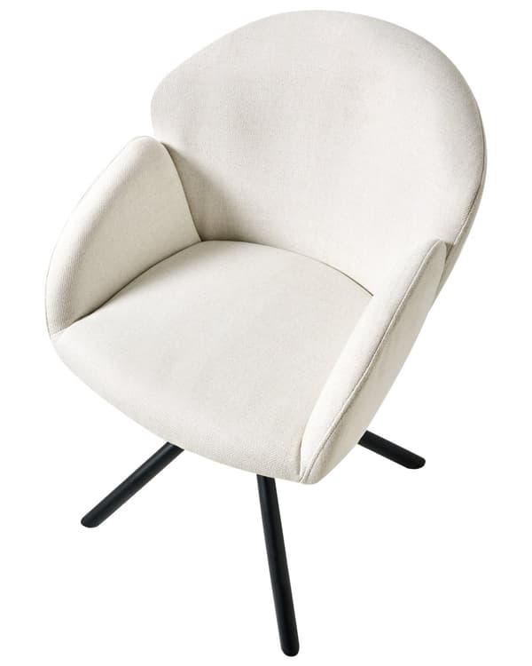 Sett med 2 Svingbare Spisestuestoler Off White Stofftrekk Roterende Understell i Metall