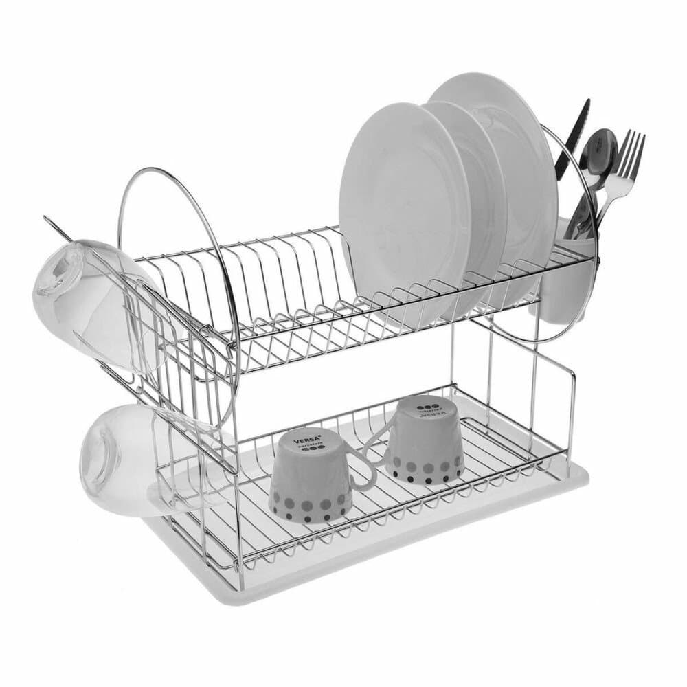 Diskställ Versa Tallrikar Vit Double Stål Järn polypropen (23,5 x 36 x 42,5 cm)
