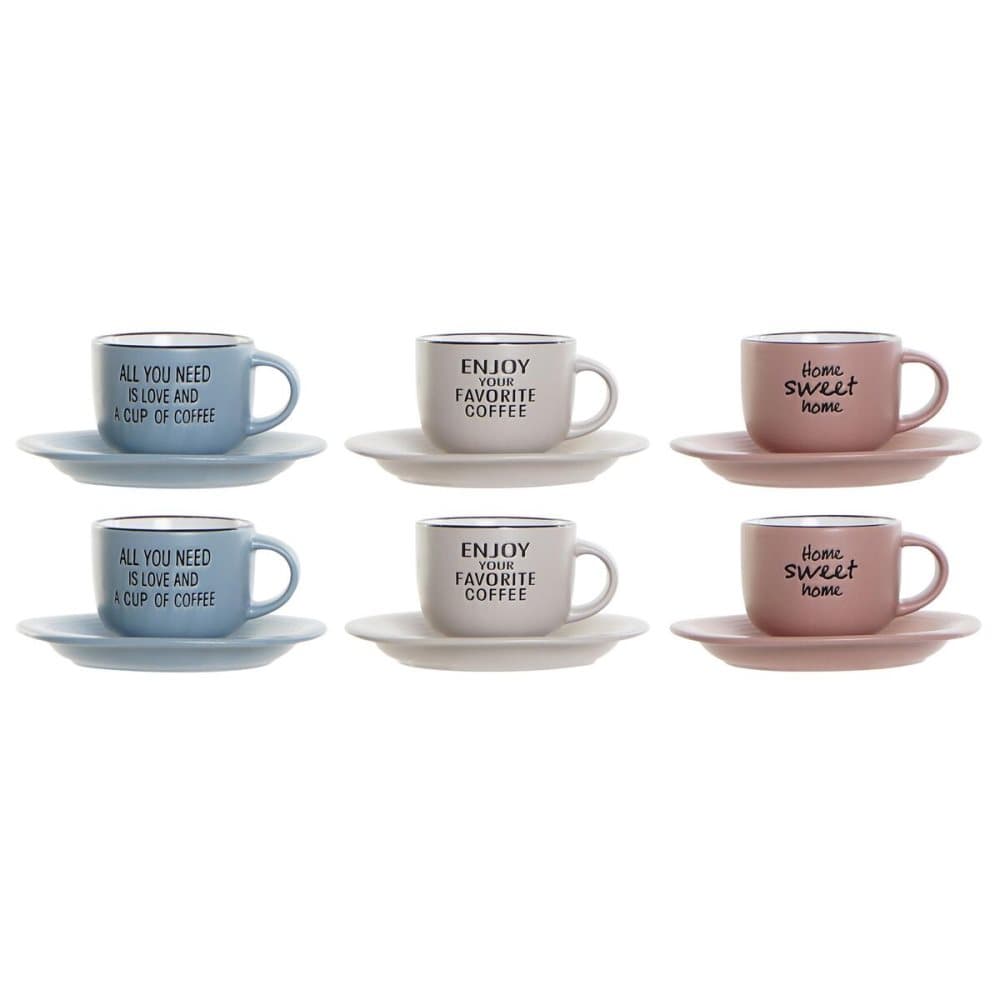 Set med kaffekoppar DKD Home Decor Multicolour Stengods (200 ml) (3 antal)
