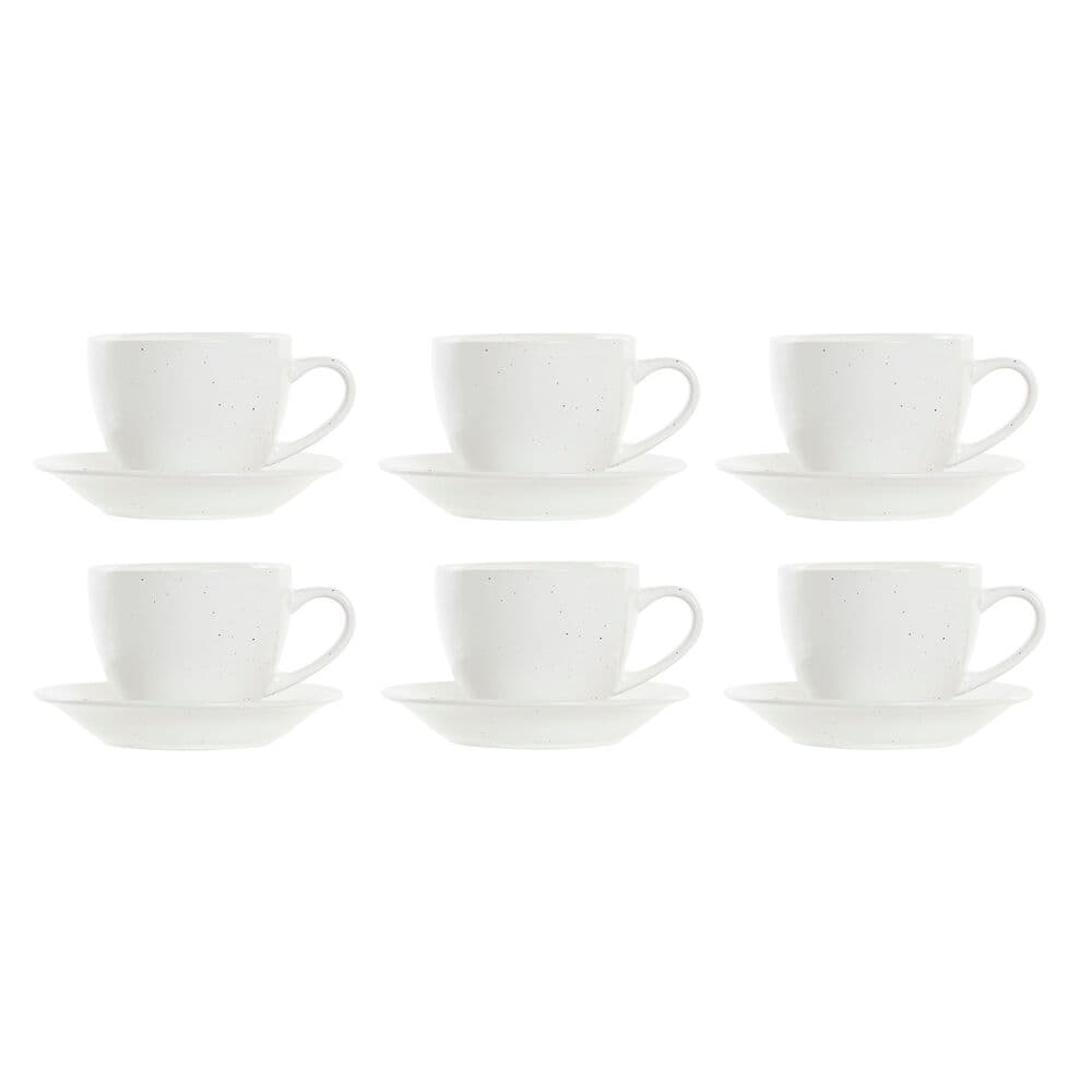 Set med kaffekoppar DKD Home Decor Vit Stengods (150 ml)