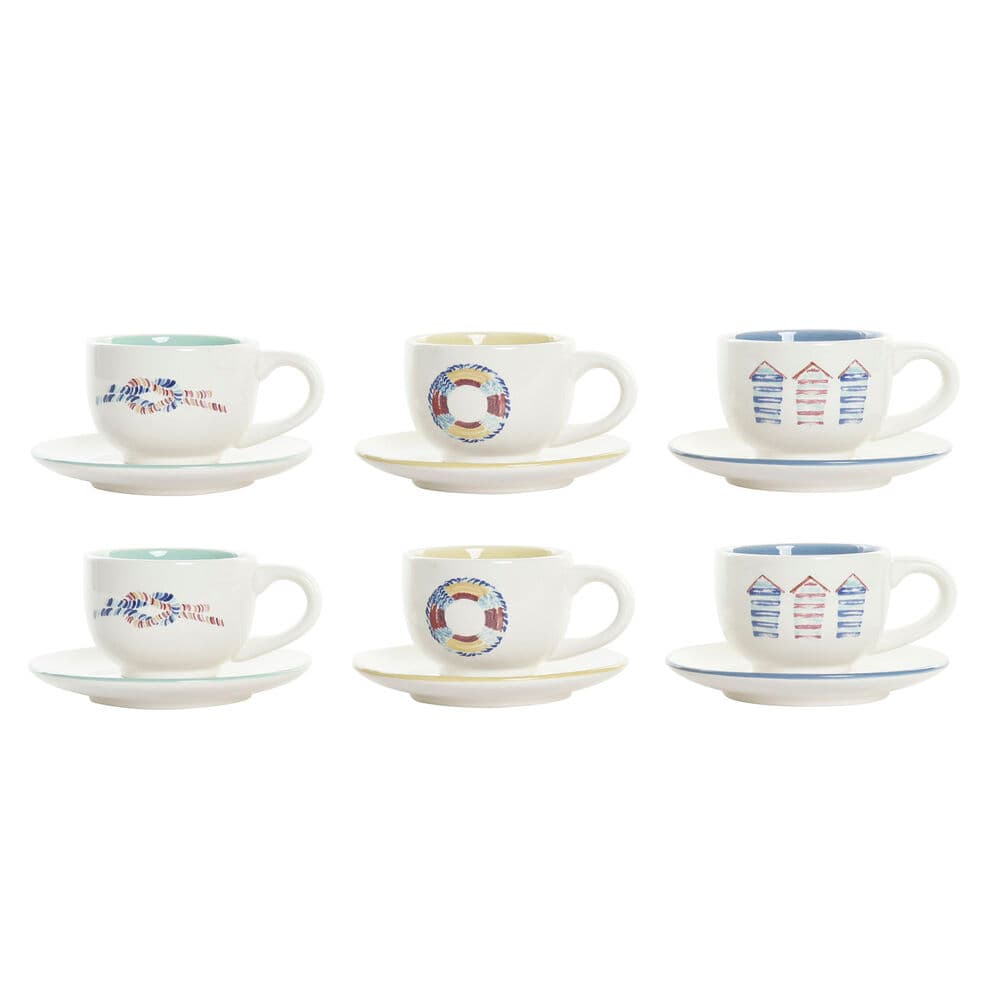 Set med kaffekoppar DKD Home Decor Multicolour Dolomite (180 ml)