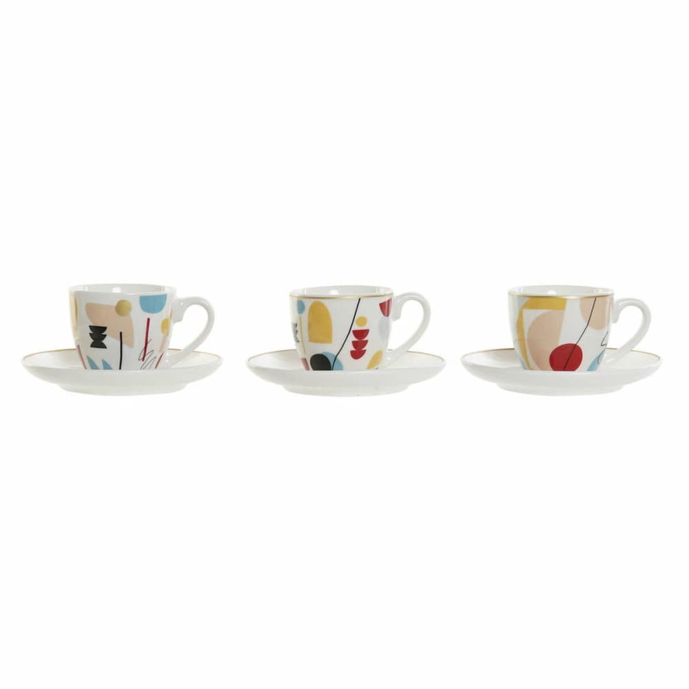 Set med kaffekoppar DKD Home Decor Abstrakt Porslin Bone China (80 ml) (6 pcs)