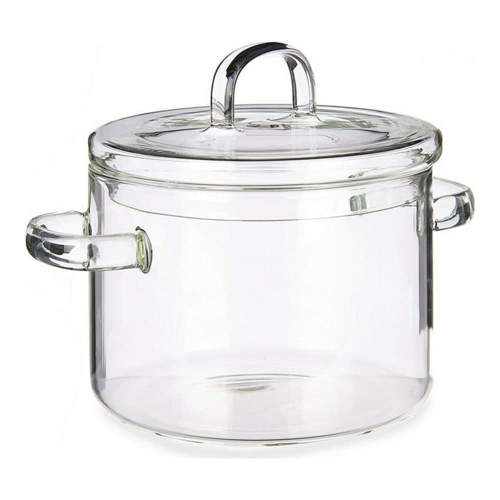 Gryta med lock Transparent Borosilikatglas (13,5 x 13,8 x 19 cm)