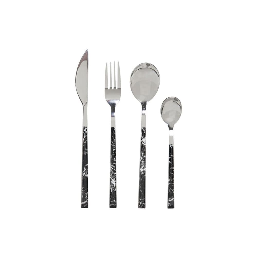 Bestick DKD Home Decor Silvrig Svart Rostfritt stål (2 x 1,2 x 22,5 cm) (16 pcs)