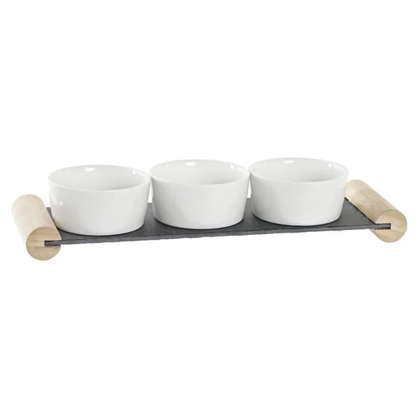 Server Snacks på Elegant Hvid & Sort Stentøjsbakke - 33 x 10 x 5,8 cm