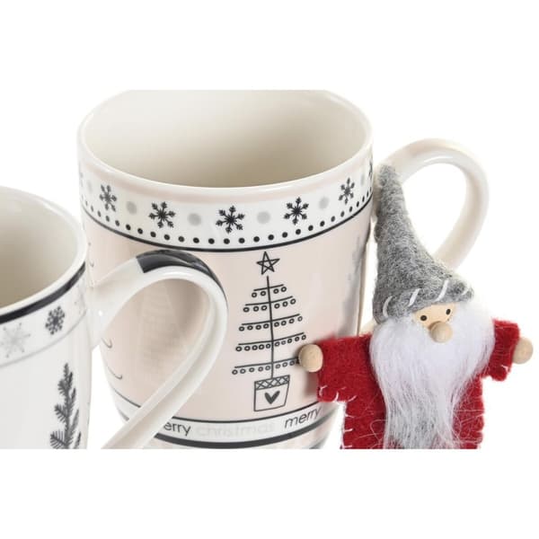 Mugg DKD Home Decor Rosa Svart Porslin Bone China (360 ml) (2 antal)