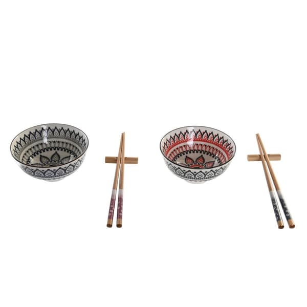 Sushi Set DKD Home Decor 30 x 21 x 7 cm Multifärgad Mandala Stengods Orientalisk (6 Delar) - Unik dekorativ sushiset för ditt hem.