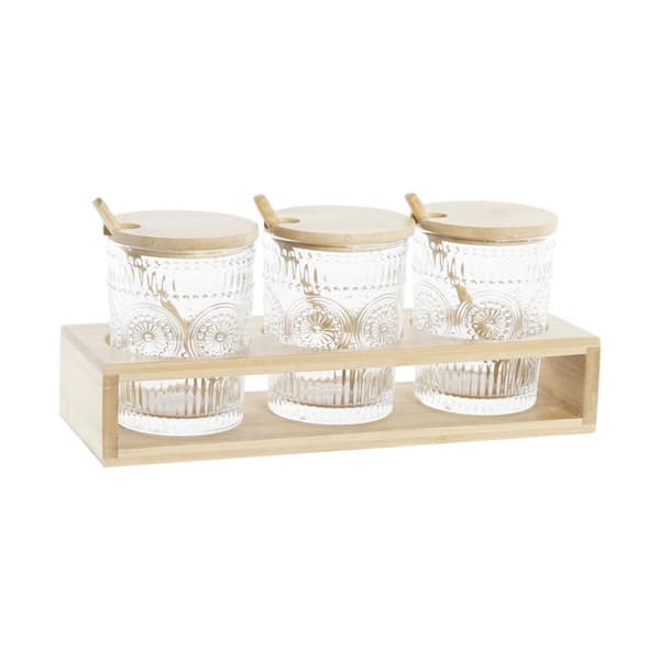 Glas Sockerströare DKD Home Decor 28x10x13,5 cm Transparent 300 ml Borosilikatglas - Naturfärgad och genomskinlig för heminredning.