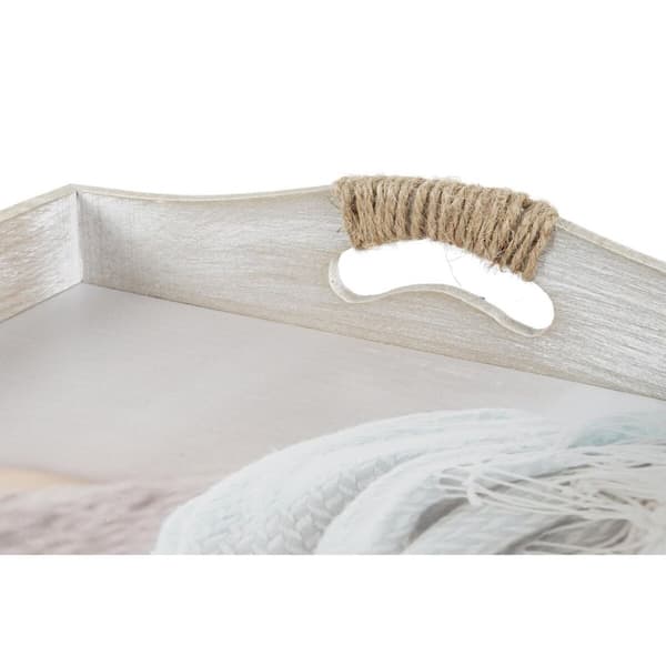 Brickuppsättning DKD Home Decor Beige 40 x 30 x 6 cm Trä MDF (2 st) - Praktiska brickor för heminredning.